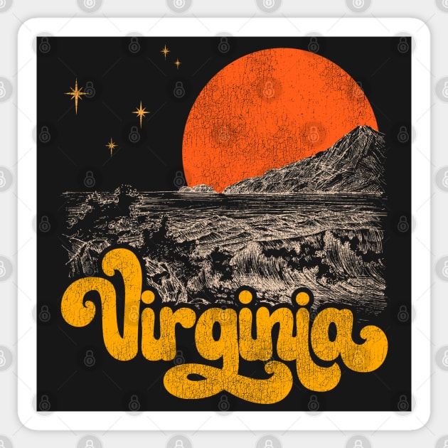 Vintage State of Virginia Mid Century Distressed Aesthetic Sticker by darklordpug